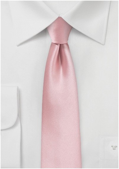 Single Color Satin Finish Skinny Tie in Petal - Mens-Ties.com