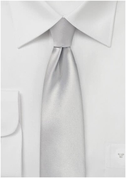 Platinum Silver Skinny Mens Tie - Mens-Ties.com