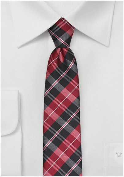 Bold Tartan Plaid Tie in Red and Black