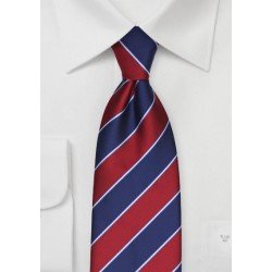 Classy Striped Tie in Navy and Cherry Red