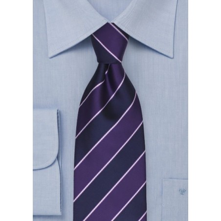 Navy and Grape Purple Striped Tie