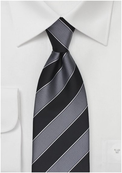 Classic Striped Tie in Gray and Black