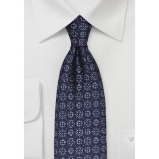 Steel Blue Medallion Pattern Tie