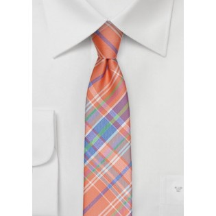 Madras Summer Skinny Tie in Orange