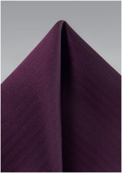 Herringbone Pocket Square in Grape Purple
