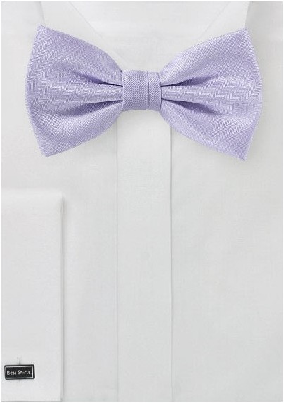 Light Lavender Herringbone Bow Tie