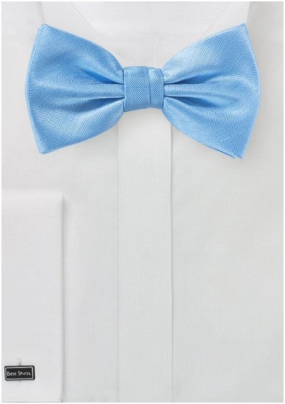 Sky Blue Herringbone Texture Bow Tie