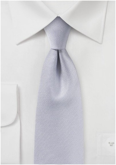Classic Silver Tie with Microtextured Fabric Weave - Mens-Ties.com