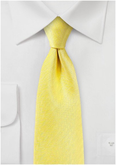 Herringbone Texture Tie in Sun Yellow