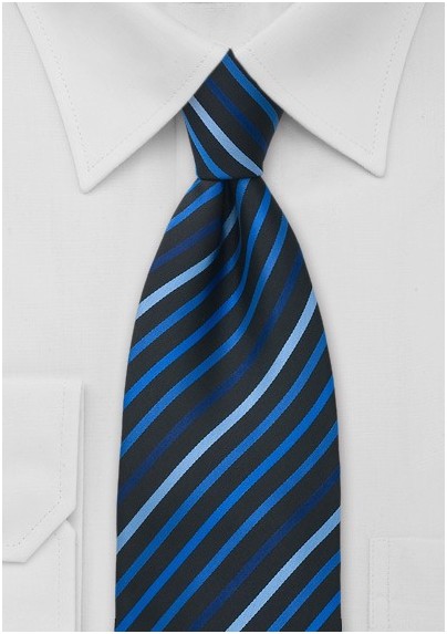 Blue and Black Striped Tie