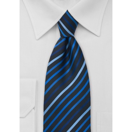 Blue and Black Striped Tie