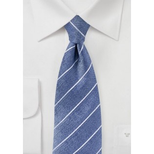 Raw Silk Tie in Denim Blue