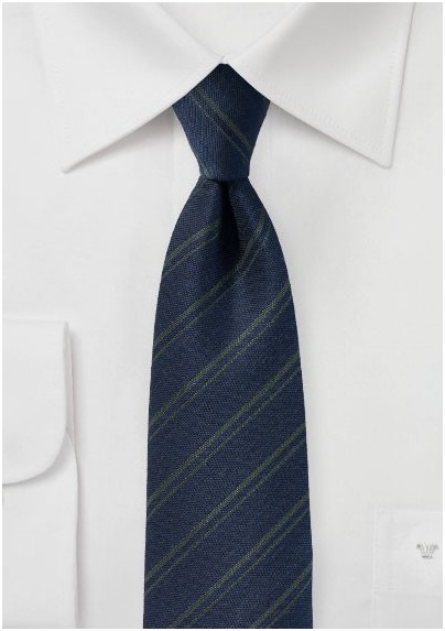 Wool Texture Tie in Midnight Blue and Green
