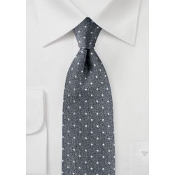 Textured Polka Dot Tie in Classic Gray