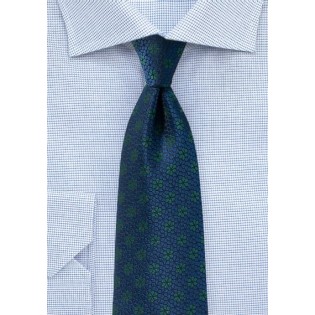 Floral Tie in Navy and Hunter Green