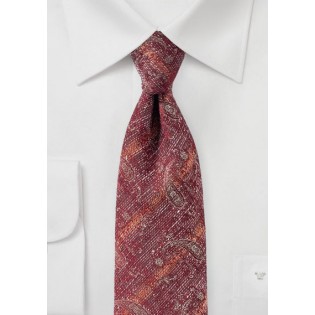 Faded Paisley Tie in Cinnabar Red