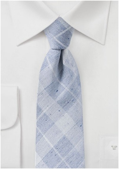 Pearl Blue Tartan Cotton Tie