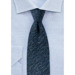 Dark Blue Textured Tie Made from Recycled Yarns