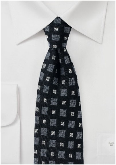 Black and Gray Wool Winter Tie
