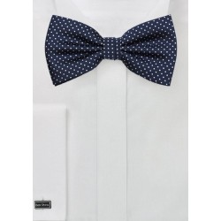 Sapphire Blue Bow Tie with Tony White Dots