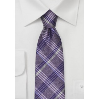 Lavender Colored Plaid Silk Tie