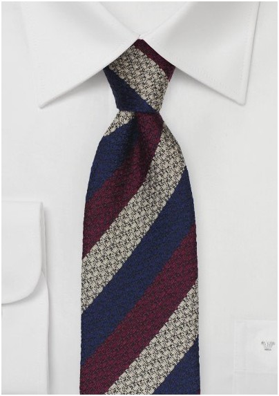 Textured Skinny Tie in Navy, Wine, Gray