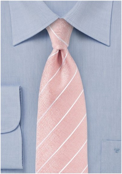 Summer Striped Tie in Coral Pink