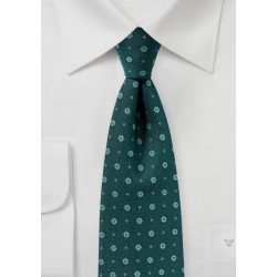 Woven Floral Tie in Hunter Green