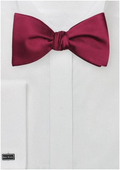 Elegant Solid Burgundy Self-Tie Bow Tie