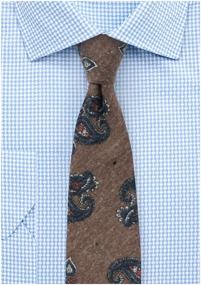 Vintage Paisley Tie in Olive and Navy