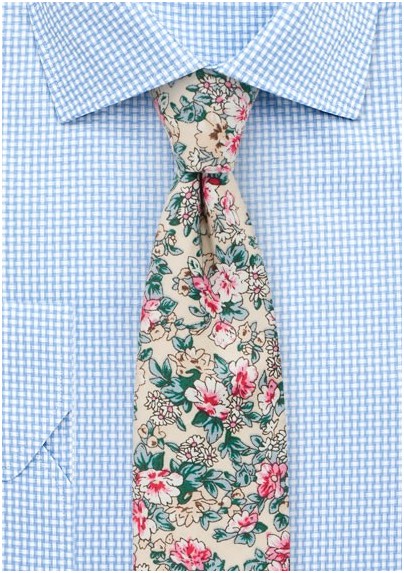 Summer Floral Cotton Print Tie