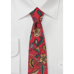 Bold Red and Green Floral Tie