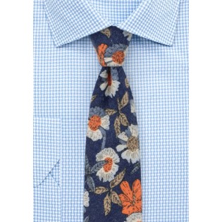 Flannel Cotton Print Tie with Floral Desgin