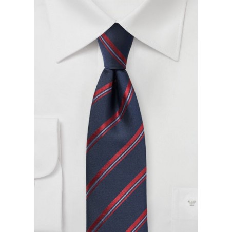 Midnight Blue Striped Skinny Tie