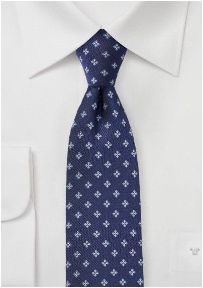 Navy Blue Matte Woven Skinny Tie