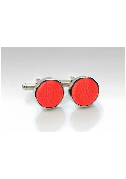 Fabric Covered Cufflinks in Neon Coral
