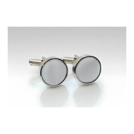 Fabric Covered Cufflinks in Light Silver