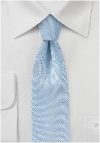 Sky Blue Ribbed Texture Skinny Tie