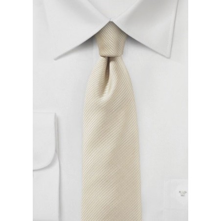 Slim Ribbed Textured Tie in Ivory