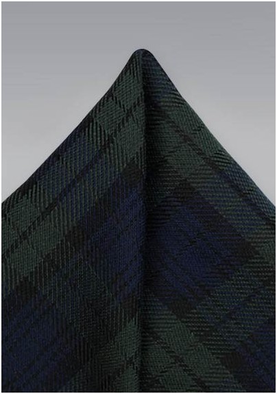 Tartan Plaid Hanky in Green and Blue