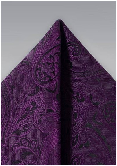 Paisley Pocket Square in Berry