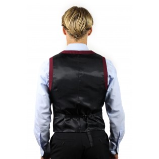 burgundy suit vest styled back