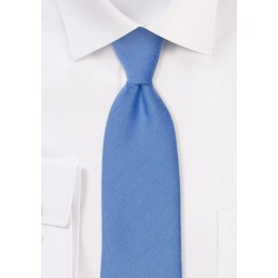 Ash Blue Linen Textured Necktie With Modern Cut