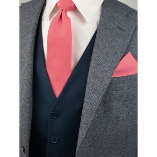 Linen Texture Necktie in Sunset Coral Styled