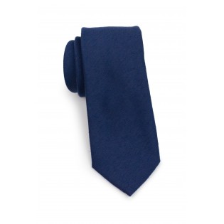 Matte Finish Tie in Navy Blue Rolled