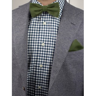 Woolen Bow Tie in Olive Green Styled