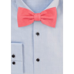 Coral Bow Tie in Linen Texture