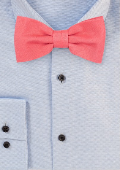 Coral Bow Tie in Linen Texture