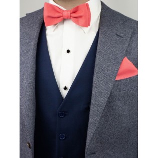 Coral Bow Tie in Linen Texture Styled