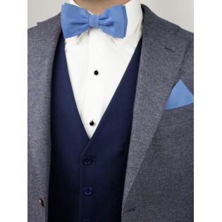 Ash Blue Woolen Bow Tie Styled